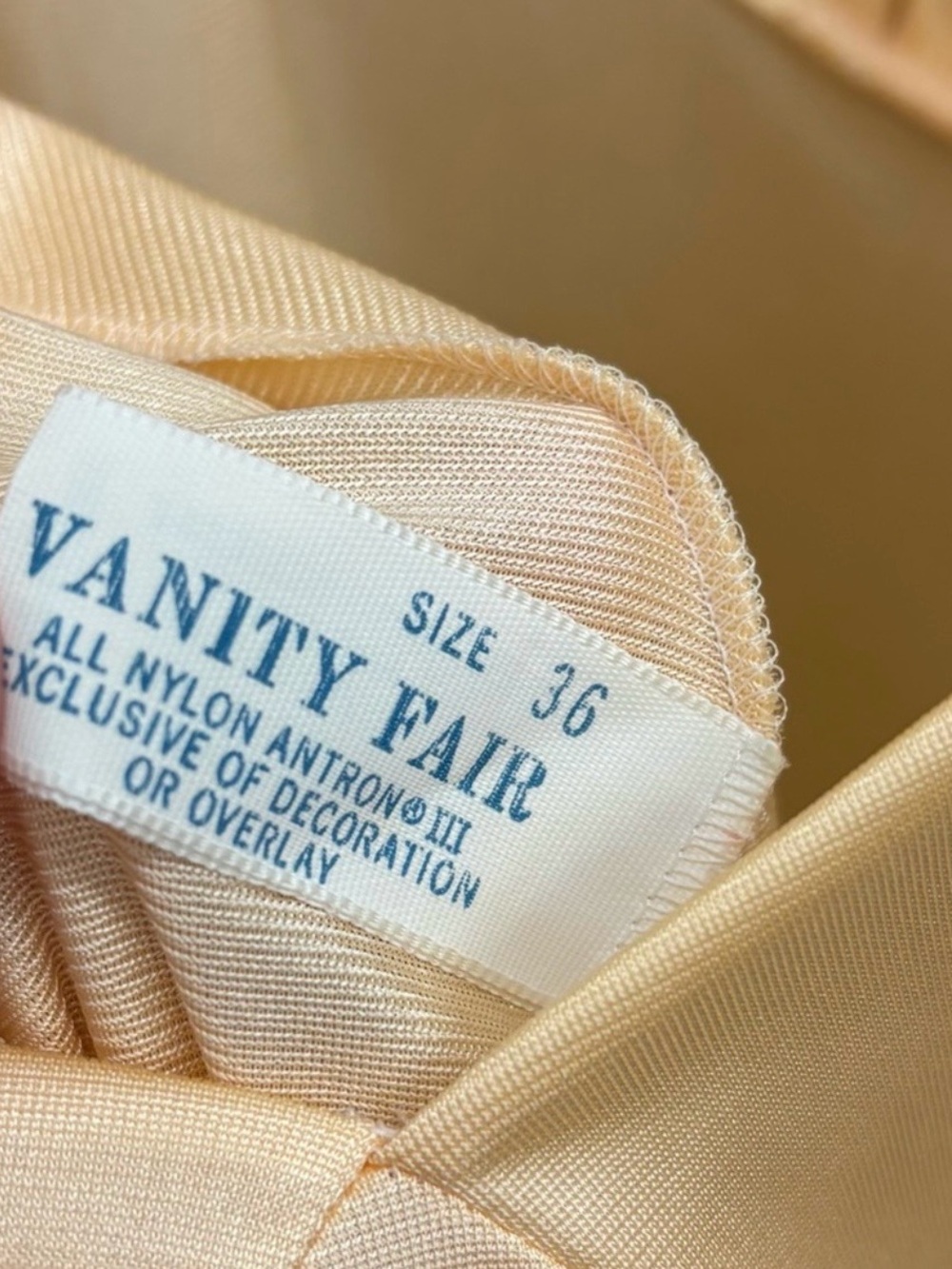 Vintage Vanity Fair Satin V-Neck Slip in Soft Champagne - Picture 6 of 10